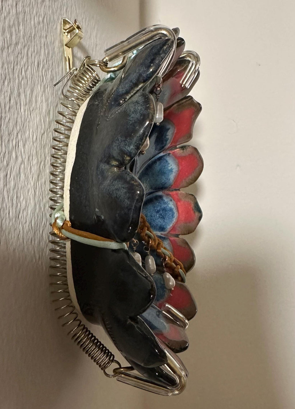 Petals and Pearls- multimedia ceramic art piece