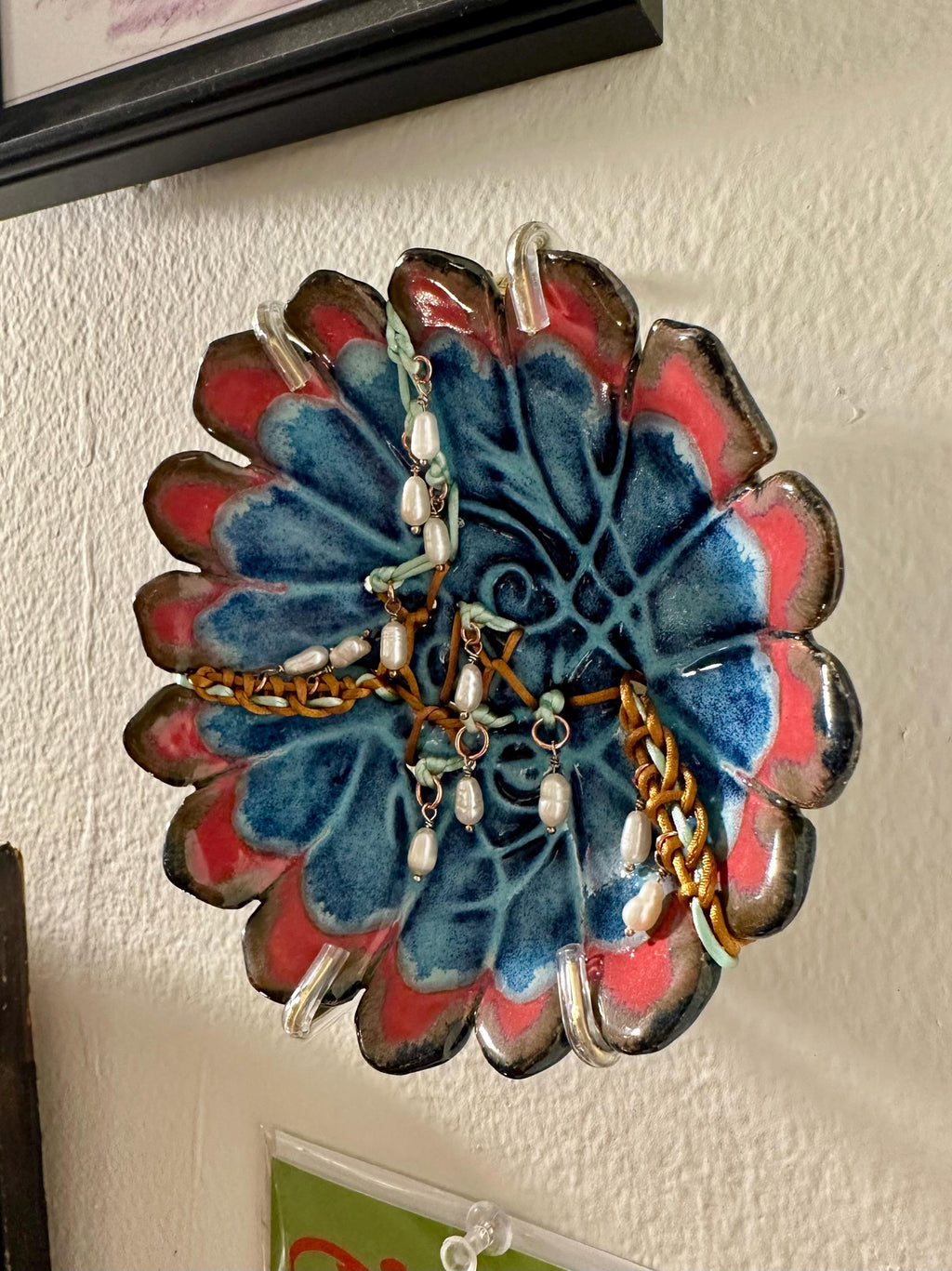 Petals and Pearls- multimedia ceramic art piece