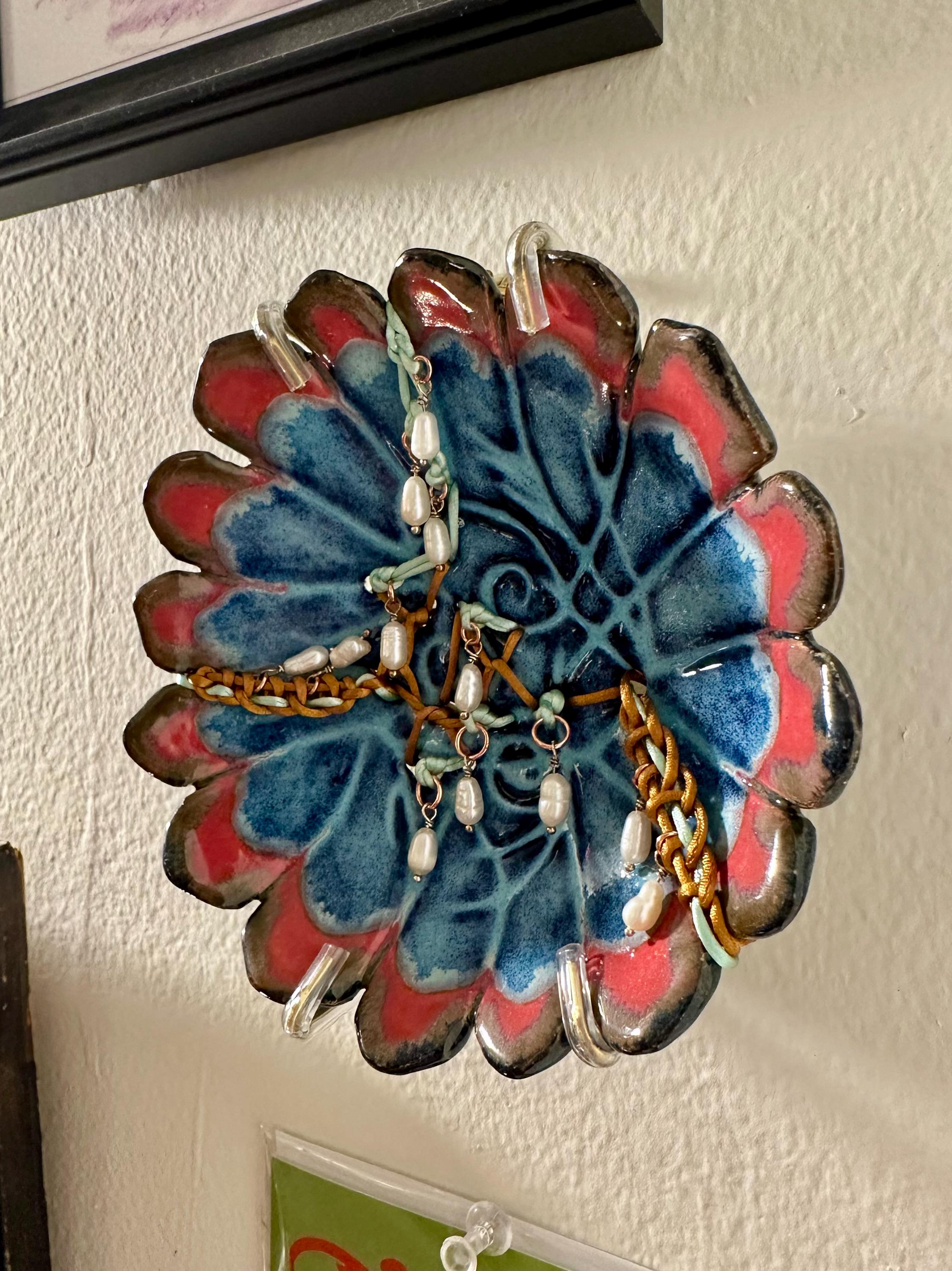 Petals and Pearls- multimedia ceramic art piece