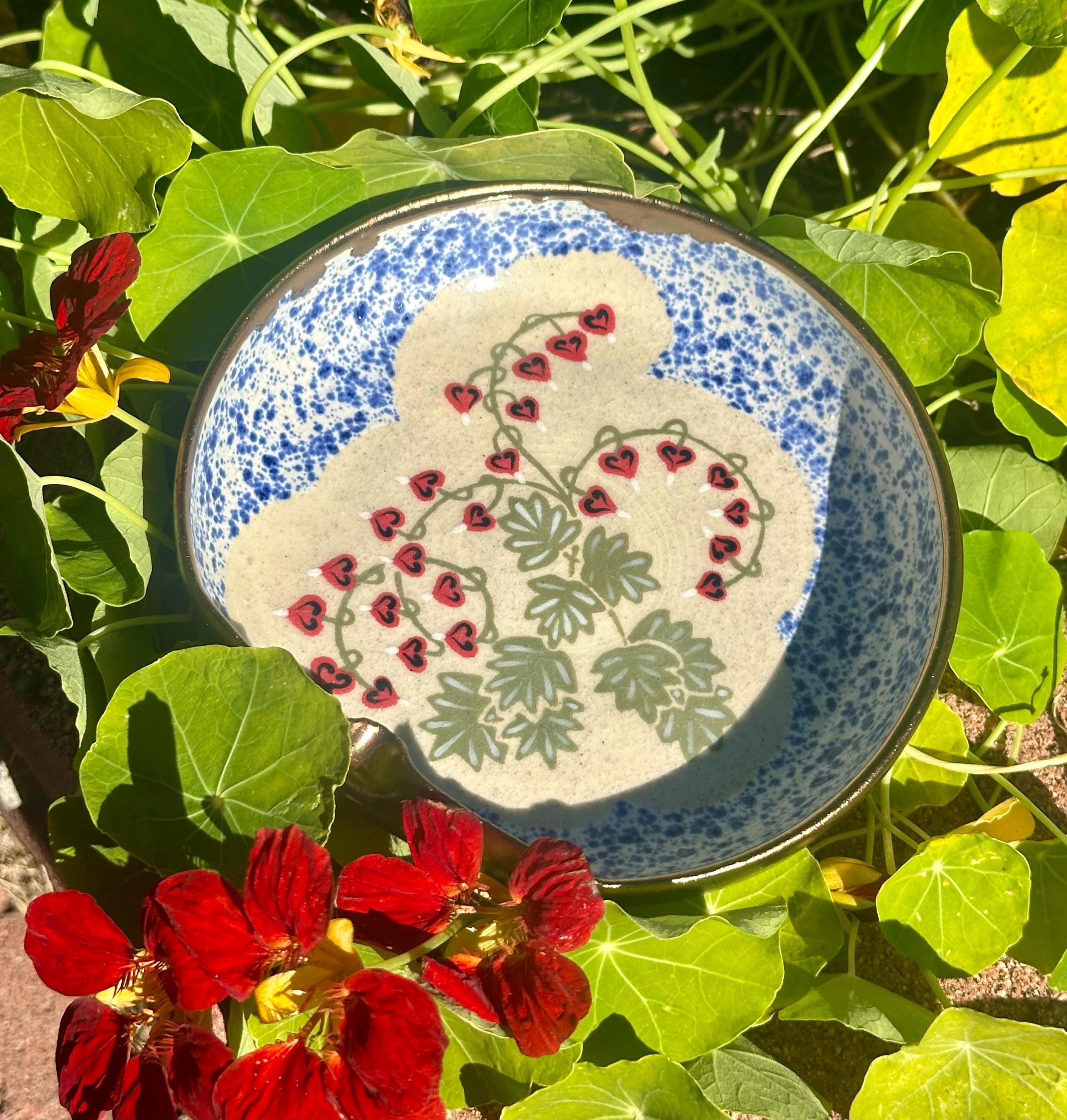 Bleeding Hearts: Wheel Thrown, Hand-Painted Ceramic Bowl