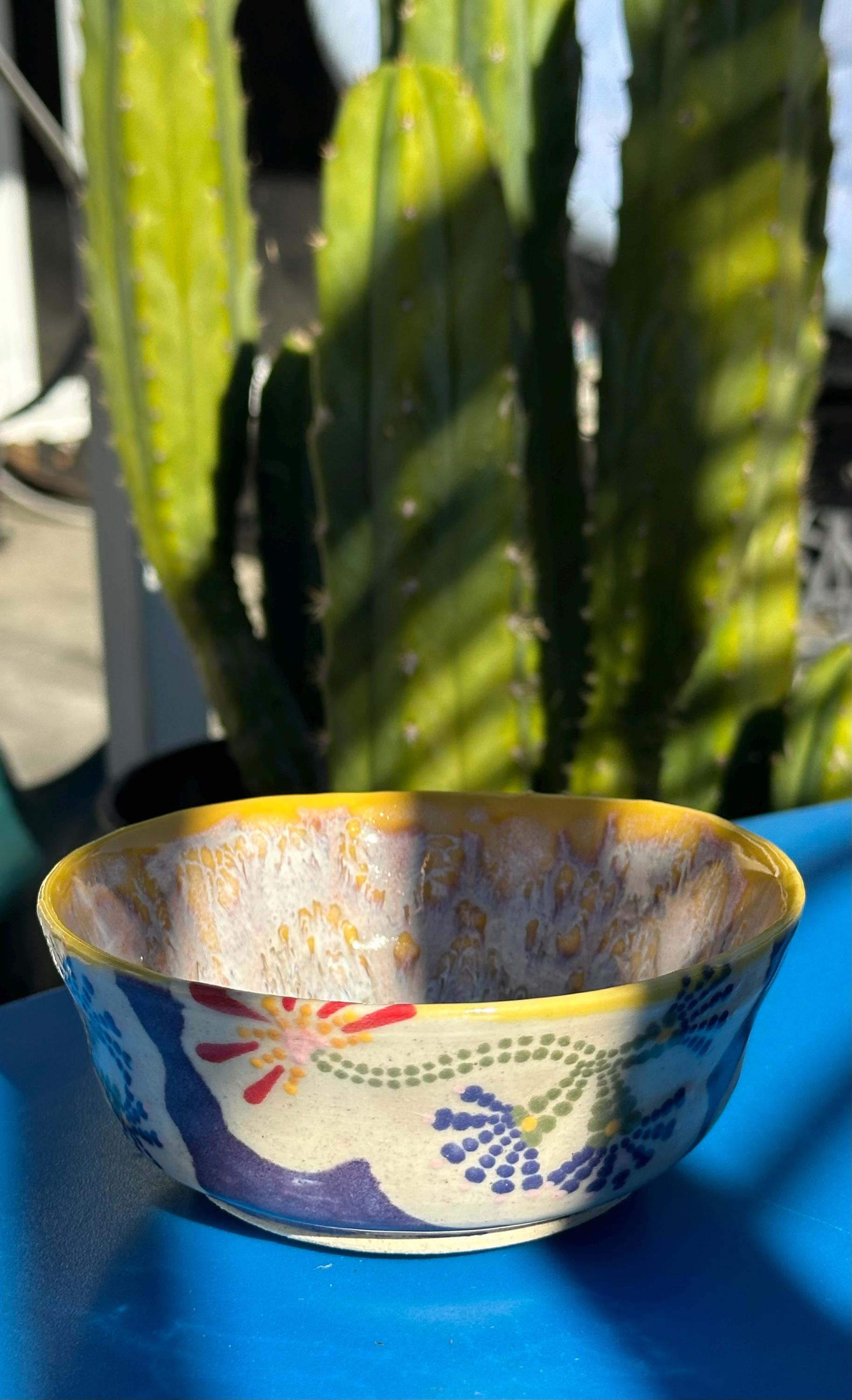 Fireworks: Wheel Thrown, Hand-Painted Ceramic Bowl