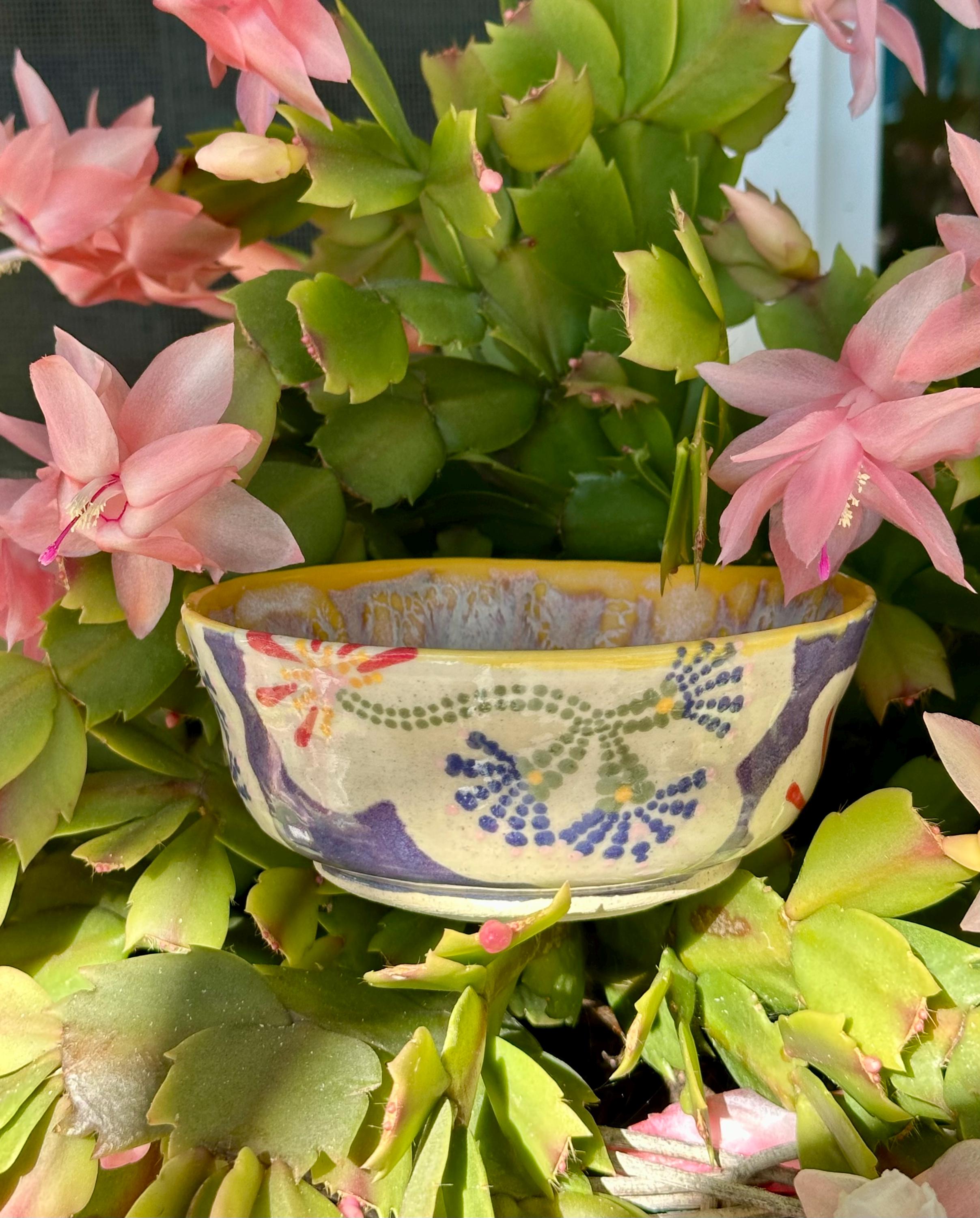 Fireworks: Wheel Thrown, Hand-Painted Ceramic Bowl