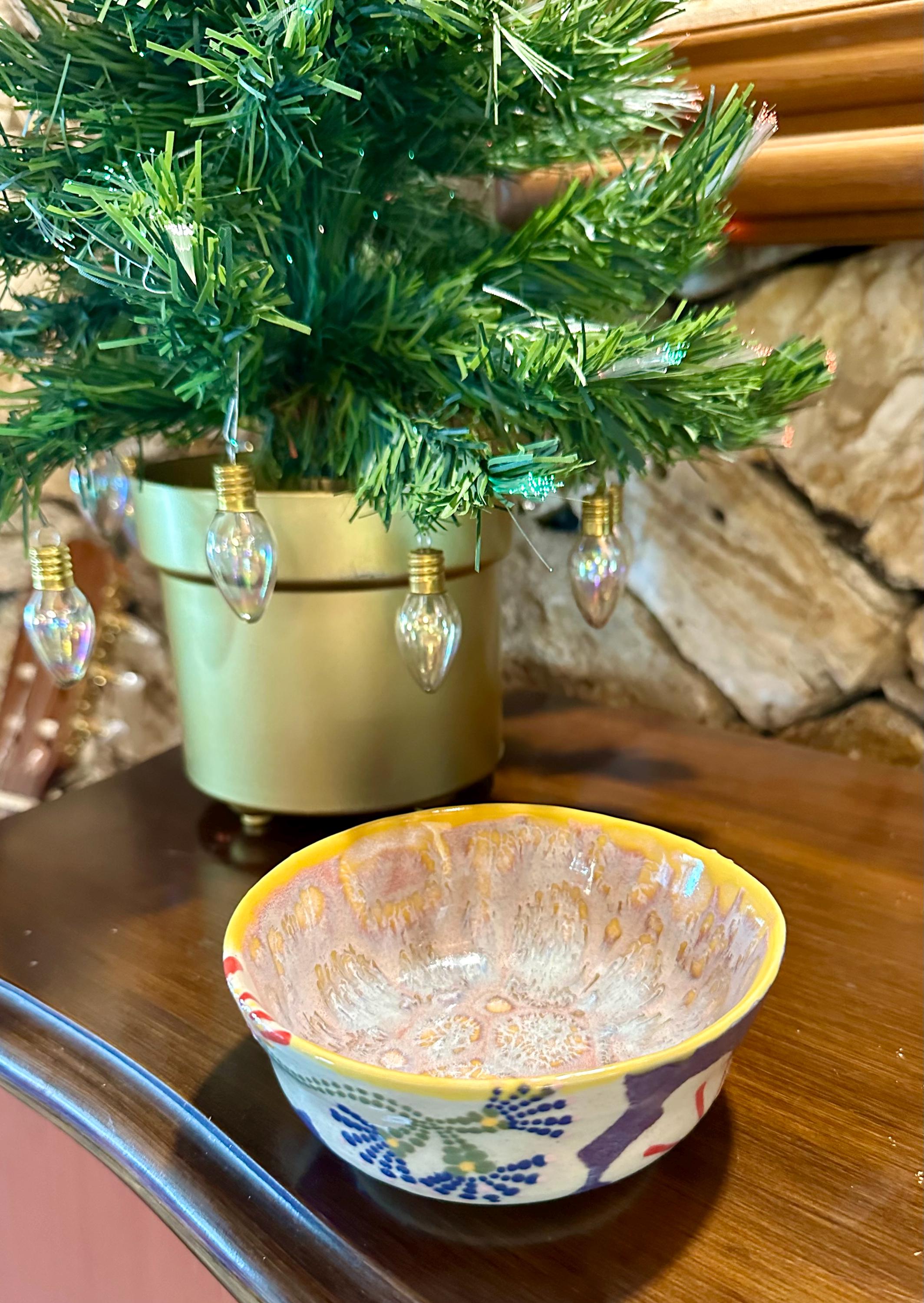 Fireworks: Wheel Thrown, Hand-Painted Ceramic Bowl