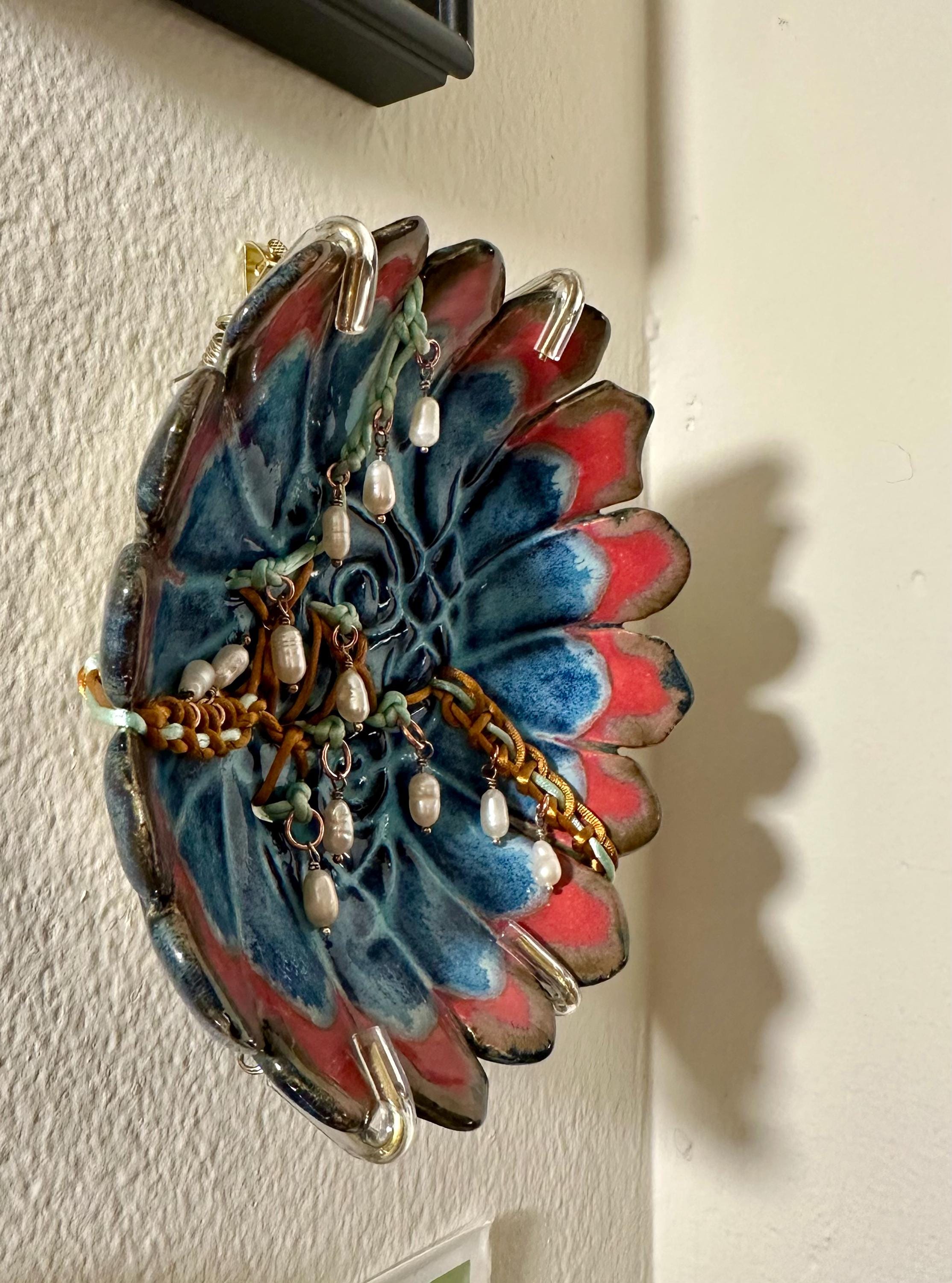 Petals and Pearls- multimedia ceramic art piece