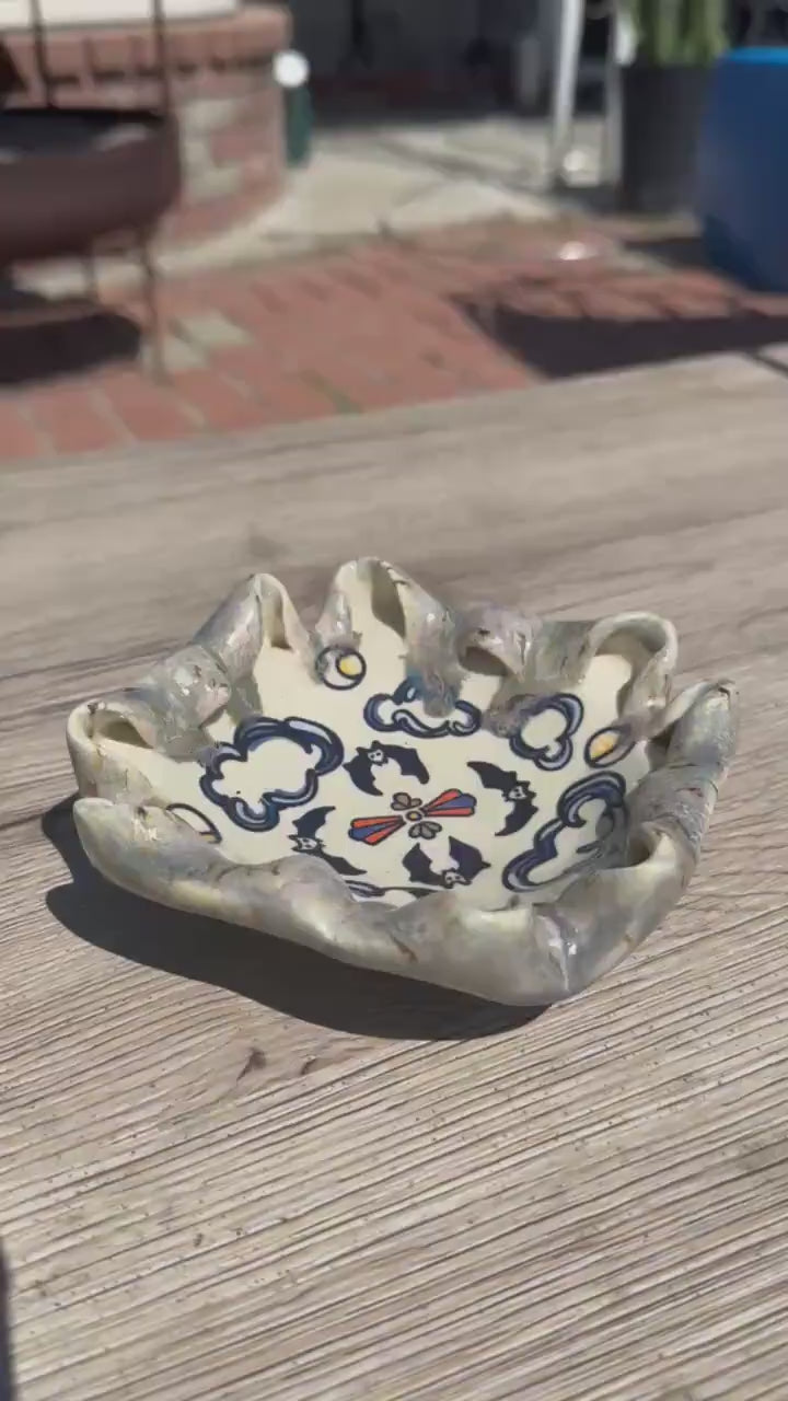 Bats! Bowl: Wheel Thrown Ceramic Art - Spooky Halloween Decor