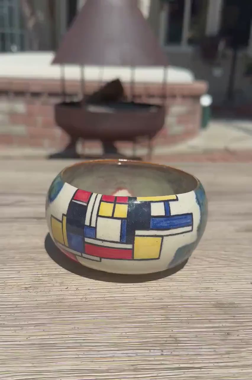 Mischief and Mondrian: Wheel Thrown Ceramic Bowl